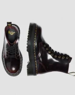 JADON ARCADIA LEATHER PLATFORM BOOTS in Kirsikanpunainen