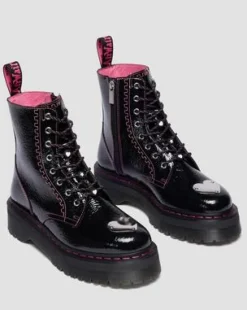 Jadon Distressed Patent Leather Platform -maiharit in Musta