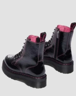 Jadon Distressed Patent Leather Platform -maiharit in Musta