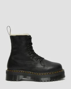 Jadon Faux Fur Lined Leather Platform -maiharit in Musta