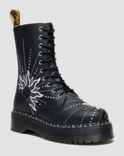 Jadon Hi Solar Flare Reclaimed Leather Platform-maiharit in Musta & Valkoinen