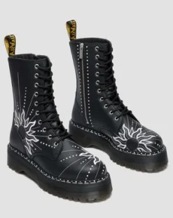 Jadon Hi Solar Flare Reclaimed Leather Platform-maiharit in Musta & Valkoinen