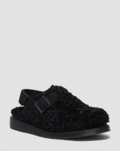 Jorge II Suede & Borg Mules in Musta