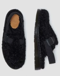 Jorge II Suede & Borg Mules in Musta