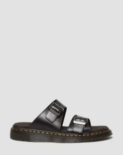 Josef Leather Buckle Slide -sandaalit in Musta