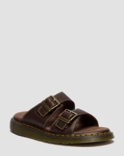 Josef Slide Grizzly Leather -sandaalit in Tummanruskea