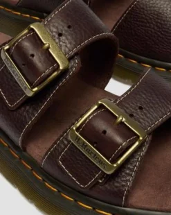 Josef Slide Grizzly Leather -sandaalit in Tummanruskea