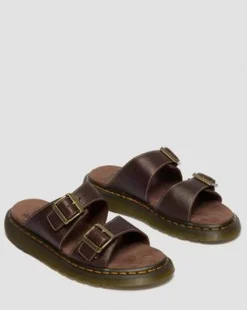 Josef Slide Grizzly Leather -sandaalit in Tummanruskea