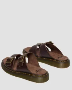 Josef Slide Grizzly Leather -sandaalit in Tummanruskea