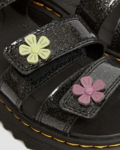 Junior Klaire Coated Glitter Velcro -sandaalit in Black