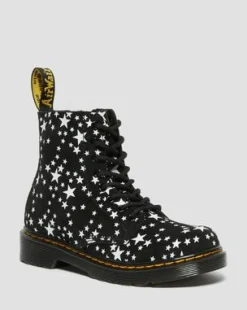 Junior 1460 Pascal Star Suede Lace Up Boots in Musta