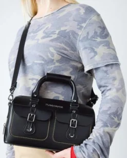 Kiev Leather Top Handle -laukku in Musta
