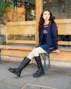Korkeavartiset 1B60 Bex Pisa Leather Knee High -maiharit in Musta