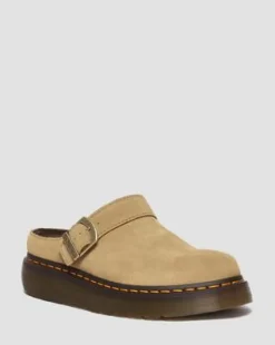 Laketen Bronx Suede Platform Mules in Gyldenbrun