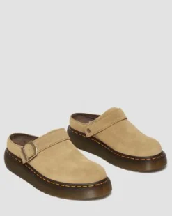 Laketen Bronx Suede Platform Mules in Gyldenbrun