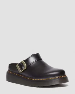 Laketen Leather Platform Mules in Musta