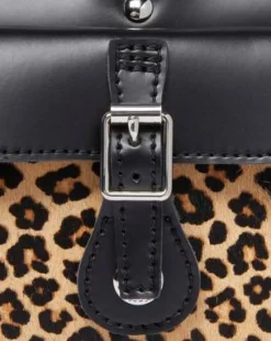 Leopard Print Hair-On Top Handle -laukku in Musta