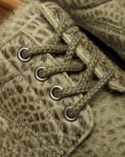 Lowell Hair On Leather Moc Toe -kengät in Oliivi Vihreä