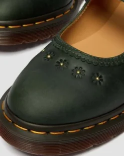 Mary Jane Flower Crazy Horse Leather -kengät in Dms Vihreä
