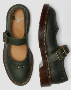 Mary Jane Flower Crazy Horse Leather -kengät in Dms Vihreä