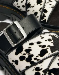 Mattison Slide Dalmatian Hair On Leather -sandaalit in Kerma & Musta
