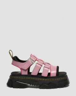 Mattison Three Strap Soft Patent Leather -sandaalit in Dusty Rose Pink