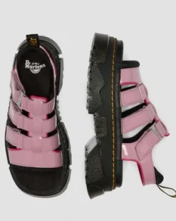 Mattison Three Strap Soft Patent Leather -sandaalit in Dusty Rose Pink