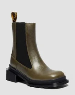 Maybole Chelsea Square Toe Leather -saappaat in Oliivi Vihreä