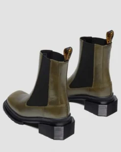 Maybole Chelsea Square Toe Leather -saappaat in Oliivi Vihreä