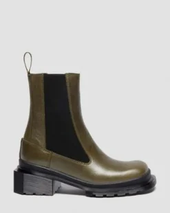 Maybole Chelsea Square Toe Leather -saappaat in Oliivi Vihreä
