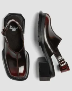 Maybole Square Toe Rub Off Leather -lipokkaat in Kirsikanpunainen