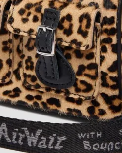 Mini Top Handle Leopard Print -laukku in Musta & Gyldenbrun