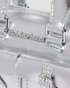 Mini Top Handle Silver Metallic Patent Lamper -laukku in Hopea