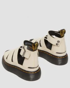 Nahkaiset Clarissa II Pisa Strap Platform -sandaalit in Paperinbeige