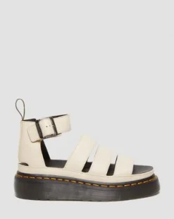 Nahkaiset Clarissa II Pisa Strap Platform -sandaalit in Paperinbeige