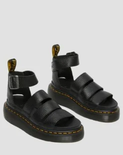 Nahkaiset Clarissa II Quad Milled Nappa Platform -sandaalit in Musta