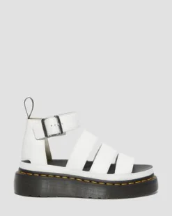 Nahkaiset Clarissa II Quad Milled Nappa Platform -sandaalit in Valkoinen