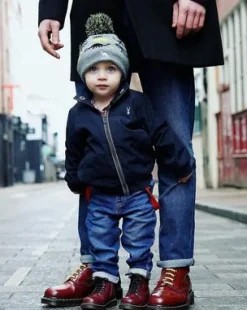 Nahkaiset Toddler 1460 Softy T Lace Up -maiharit in Kirsikanpunainen
