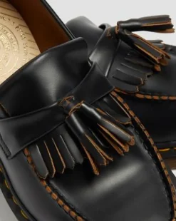 Nahkaiset Vintage Adrian Quilon Tassel -loaferit in Musta