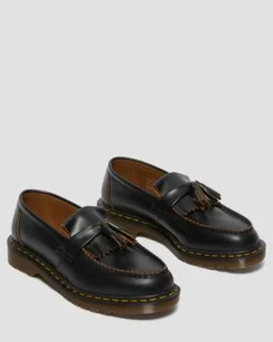 Nahkaiset Vintage Adrian Quilon Tassel -loaferit in Musta