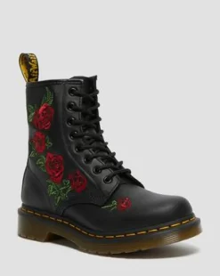 Nahkaiset 1460 Vonda Floral Rose Lace Up -maiharit in Musta