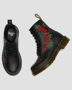 Nahkaiset 1460 Vonda Floral Rose Lace Up -maiharit in Musta
