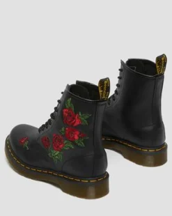 Nahkaiset 1460 Vonda Floral Rose Lace Up -maiharit in Musta