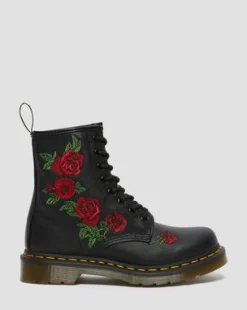 Nahkaiset 1460 Vonda Floral Rose Lace Up -maiharit in Musta