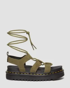 Nartilla Tumbled Nubuck Leather Gladiator -sandaalit in Muted Olive