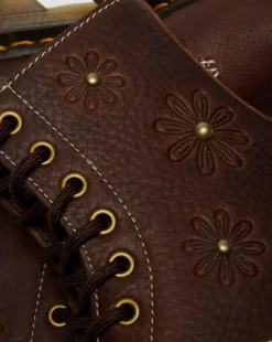 1460 Pascal Flower Grizzly Leather -maiharit in Tummanruskea