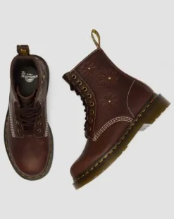 1460 Pascal Flower Grizzly Leather -maiharit in Tummanruskea