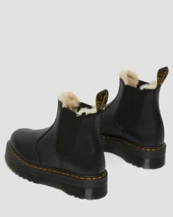 2976 Quad Fur Lined Platform Chelsea -bootsit in Musta