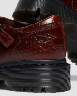 Rejena Mary Jane Croc Emboss Leather -kengät in Ruskea