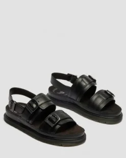 San Two Strap Leather -sandaalit in Musta
